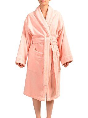 Versace Pink Medusa Logo 100% Cotton Belted Bathrobe Size M